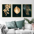 Miniatyrbillede 4 af 5: 3 stk. Væghængt Dekoration Stue Soveværelse Moderne Væghængt Kunst Gavebillede Guld Blad Rammeløs 40*60cm
