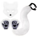 Miniatyrbild 1 av 5: Konstgjord Pälsräv Svans Katt Varulv Cosplay Kostym Set Plysch Mask Fluffiga Tassar Handskar Halloween Jul White