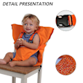 Pikkukuva 3 / 3: Baby Portable Adjustable Dining Chair Strap - Tärkeä turvavyö vauvan matkoille, ruokailuun ja leirintään Orange