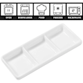 Miniatyrbilde 2 av 4: BESTONZON 2 stk. 15 cm Ren Hvit Keramisk Appetittbrett med 3 Rom Rektangulære Delte Sauseskåler for Krydder Soyasaus