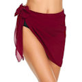 Miniatyrbilde 1 av 4: Korte strand-saronger for kvinner, Chiffon, badetøy-overdel, bikini-wrap-skjørt, sideåpen for sommeren Wine Red S