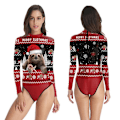 Miniatyrbillede 2 af 2: Dametøj En-delt Badetøj Sjove Jule Badetøj Badetøj Monokini SB120-1018 L to XL