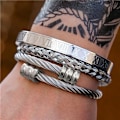 Miniatyrbillede 2 af 5: Armbånd i rustfrit stål til mænd - Guldromersk armbånd - Twisted Rope armbånd