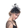 Miniatyrbild 1 av 5: Fascinatorhatt för kvinnor Svart fjäder Mesh Te Party Hårband
