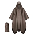 Miniatyrbilde 1 av 3: Utendørs fjellklatring regnfrakk tre-i-ett multifunksjonell voksen cape regnfrakk PU vanntett 210T polyester matte baldakin brown