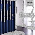 Miniatyrbillede 4 af 5: Vandafvisende Bruseforhæng Badeværelses Bruseforhængsforing Navy Blue 180x180cm