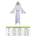 Miniatyrbild 2 av 5: Karneval 2024 barn Vuxen Rymdslag Prinsessa Kostym Maskeradfest Kläder Vit Robe Rollspel Leia Cosplay Kostym Kids XL