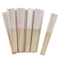 10-pack, 21 cm vita tyghandfläktar, sidenhandfläktar, bröllopsfestreklampresenter, vit