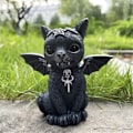 Miniatyrbillede 3 af 4: Harpiks Magisk Katteskulptur Sort Kat Vampyr Djævel Kat Græsplæne Kontor Halloween Have Dekoration
