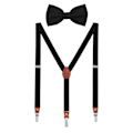 Miniatyrbild 1 av 3: Unisex hängslen med fluga set för kvinnor män unga människor elegant design 3 clips elastiskt bälte längd justerbar 155-180 höjd