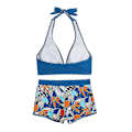 Miniatyrbild 3 av 4: Dambikini med Halterneck Push Up BH, Baddräkt med Shorts, Tvådelad Baddräkt, Sommarstrandkläder, Badkläder Blue M