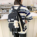 Pikkukuva 5 / 5: 4 kpl sarjaa kangas koululaukut teini-ikäisille tytöille reppu naisten kannettava tietokone reppu koululaukut pojille matkareppu Mochila Escolar 5pcs pink-tassel