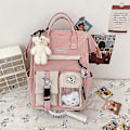 Miniatyrbild 1 av 5: 4 st set canvas skolväskor för tonårsflickor ryggsäck kvinnor laptop ryggsäck skolväskor för pojkar resebagpack mochila escolar 1pcs pink-bear