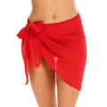 Miniatyrbilde 1 av 5: Korte strand-saronger for kvinner, Chiffon, badetøy-overdel, bikini-wrap-skjørt, sideåpen for sommeren Red L