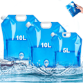 Miniatyrbild 1 av 5: Pack ihopfällbar vattenflaska med kran 2 x 10L + 1 x 5L Bärbar dricksvattenflaska BPA-fri hopfällbar vattenflaska för camping BBQ Picknick Ute