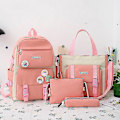Miniatyrbild 1 av 5: 4 st set canvas skolväskor för tonårsflickor ryggsäck kvinnor laptop ryggsäck skolväskor för pojkar resebagpack mochila escolar 4pcs pink-no bear