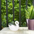 Miniatyrbillede 3 af 4: 1 stk. Svanefigur Sukulent Blomsterpotte Have Plantekasse Hjemmekontor Ornament