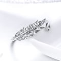 Miniatyrbilde 3 av 5: 925 Sterling Sølv Justerbar Ring Fjærvinger Ring for Jenter Fjær Ring for Kvinner Åpen Finger Ring Gave med Smykkeboks