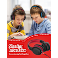 Miniatyrbild 3 av 5: Barnhörlurar med 85dB/94dB Volymbegränsare Inbyggd HD-mikrofon Ljudutgång Vikbara Barnhörlurar Justerbara In-Ear Småbarnshörlurar Röd Svart