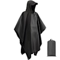 Miniatyrbillede 1 af 3: Udendørs bjergbestigning regnfrakke tre-i-en multifunktionel voksen cape regnfrakke PU vandtæt 210T polyester måtte baldakin black