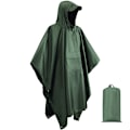Miniatyrbillede 1 af 3: Udendørs bjergbestigning regnfrakke tre-i-en multifunktionel voksen cape regnfrakke PU vandtæt 210T polyester måtte baldakin green