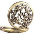 Miniatyrbillede 2 af 5: Retro lommeur til mænd med kæde analog manuel optræk drage fenix skelet romersk