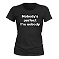 Miniatyrbillede 1 af 2: Ingen er perfekt Im Nobody - T-SHIRT - DAME sort XL