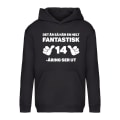 Miniatyrbillede 1 af 2: Fantastisk 14 års fødselsdag - Hættetrøje / sweater - BØRN sort Svart - 116