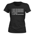 Miniatyrbilde 1 av 2: Jeg elsker programmering - T-SHIRT - DAME svart XXL