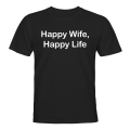 Miniatyrbillede 1 af 2: Happy Wife Happy Life - T-SHIRT - UNISEX Svart - 2XL