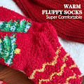 Miniatyrbillede 3 af 5: Fuzzy Sokker til Kvinder Bløde Cozy Fluffy Varme Slippersokker Sove Tykke Sokker Anti-Slip Hospitalsokker Jul Sokker