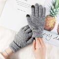 Miniatyrbillede 3 af 5: Vinterstrikkede handsker til kvinder, varme handsker, touch screen handsker med fint fleecefor