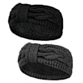 Miniatyrbillede 1 af 4: Vinterstrikkede termiske pandebånd til kvinder Strikkede sløjfe fløjl ørevarmer pandebånd til damer piger, elastiske hæklede hårbånd tyk turban Gray,Black