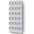 Miniatyrbillede 1 af 5: Hængende skoreol over dør skoopbevaring organizer holder 24 store mesh lommer med bøjle (hvid) White