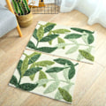 Miniatyrbilde 5 av 5: Sklisikker badematte, 40 x 60 cm grønt blad baderomsgulvmatte supermyk og vannabsorberende, maskinvaskbar mikrofiber baderomsmatte leaves