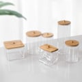 Miniatyrbillede 5 af 5: Bomuldsvatpindholder, Bomuldsvatpind Dispenser Box Bomuldsvatpind Opbevaring Bomuldsvatpind Box med Trælåg til Stue, Soveværelse, Badeværelse (15,9x9x13cm)