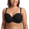 Miniatyrbild 3 av 5: Kvinnors axelbandslös bh push up för större byst multiway bygel slät bandeau bh（svart，80C） 80C