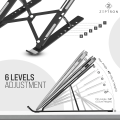Miniatyrbillede 4 af 5: Foldbar bærbar aluminium bærbar computer stand | Skrivebordsstand med 6-trins højdejustering | Kompatibel med 11,6”/13,3 tommer bærbare computere notebooks（Sort） Black