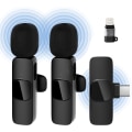 Miniatyrbillede 1 af 5: Trådløse mikrofoner til iPhone iPad, Clip-on Lapel Lavalier Bluetooth-mikrofon til videooptagelse, pc, bærbar computer, livestreaming (iOS og USB-C/2 mikrofoner)