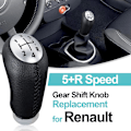 Miniatyrbillede 3 af 5: 5-trins manuelt gearskifte gearstang til Renault Clio III 2005-09, Megane 2 Laguna 2 2003-09, Clio 4 2012-19 sort læder, med adapter