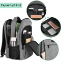 Miniatyrbilde 2 av 5: Business Laptop Ryggsekk  Reise Laptop Bag Ryggsekk med USB-ladeport Vannbestandig Laptop Ryggsekk Dagstursekk, Grå -45*30*20cm Gray