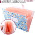 Pikkukuva 2 / 5: Laajennettava Expanding File, Expanding File Folder A4, Expanding File Organiser 6 taskulla, Filing Folder Organiser, Floral Printed Folders, Sininen Blue