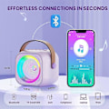 Pikkukuva 2 / 5: Karaoke-laite lapsille ja aikuisille, Mini kannettava Bluetooth-karaokekaiutin 1 langattomalla mikrofonilla ja valolla Purple 1 mic
