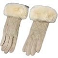 Miniatyrbillede 2 af 5: Moderne vinterhandsker til kvinder - Varme touchskærmhandsker - Elegante, bløde, tynde fleecehandsker i ruskind - Vindtætte - Beige