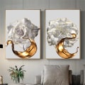 Miniatyrbillede 2 af 4: Moderne minimalistiske blomster vægkunst plakat sæt af 3 kunstværk lærred maleri prints billeder hjem indretning til stue æstetisk soveværelse indretning uden ramme 50*70cm