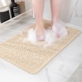Miniatyrbillede 1 af 5: Skridsikker bademåtte med fodskrubber - 61 x 41 cm hurtigtørrende brusemåtte til badeværelse og hotel (hvid)