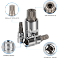 Pikkukuva 4 / 5: Torx-urosliitin 1/2'', 1/4'', 3/8'', 6-pisteen Torx-kärki T8 T10 T15 T20 T25 T27 T30 T40 T45 T50 T55 T60 T70, Allen-liitin