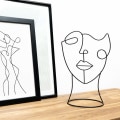 Miniatyrbilde 3 av 5: Moderne dekorative figur: enkel linje ansiktskunst | Svart dekorativ statue i minimalistisk design som en abstrakt dekorasjon (helt ansikt)