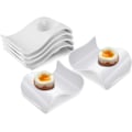 Miniatyrbilde 1 av 5: Keramisk Eggkopp - 6-pakning Hardkokt Eggkopp & Mykkokt Eggkoppsett, Hvit Eggkopp, Stabil & Stabelbar Moderne Bølgeform Egg