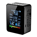 Miniatyrbillede 1 af 5: 5-i-1 Kuldioxid Detektor, Indendørs Luftkvalitetsmåler, Digital CO2, TVOC, HCHO, Temperatur- og Fugtighedstester med Baggrundsbelysning (Sort)